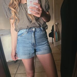 H&M Blue Denim Casual High Waisted Shorts 100% Cotton size 2